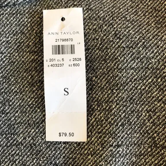 NWT Ann Taylor Peplum Small Short Sleeve Gray Tweed Crew Neck Casual Zip - Picture 5 of 9